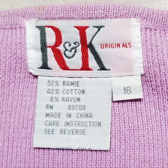 Y2K Vintage R&K Originals Lilac Floral Embroidered Cropped Ruffle V-neck Top 16 - Picture 14 of 14